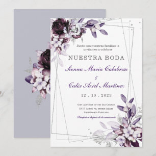de Boda Púrpura y Lavanda Plateada Invitation