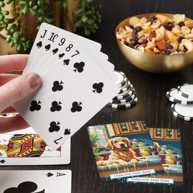 De Cartes Golden Retriever Monogramme Go Fish Jeu Jouer (In Situ)
