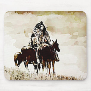 De Cheyenne de guerriers tapis de souris vintage 
