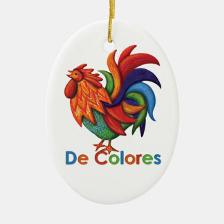 De Colores Rooster Gallo Ceramic Ornament