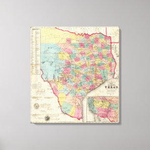 De Cordova's Map of Texas Canvas Print
