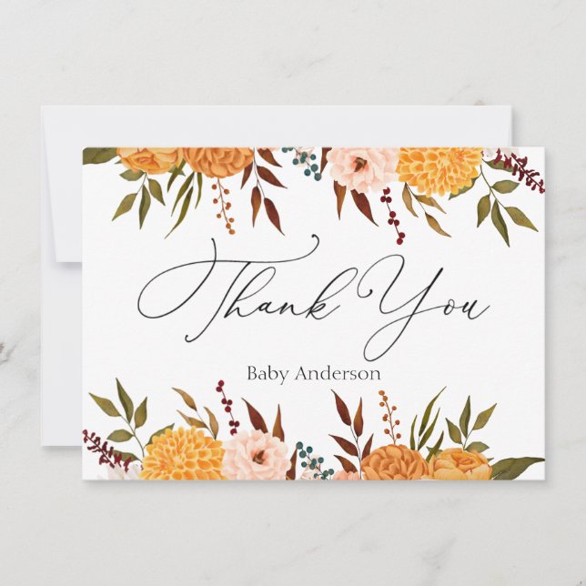 De Correspondance Automne Florals Mums Remerciements Carte Note (Devant)
