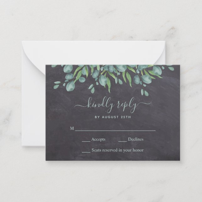 De Correspondance Budget vert Rustique Feuilles mariage carte RSVP (Devant)