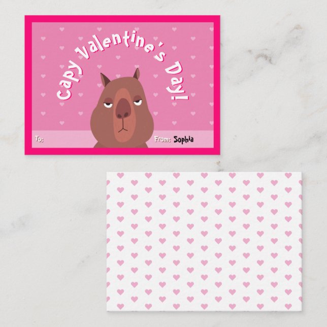 De Correspondance Capybara Classroom Carte Saint-Valentin | Rose (Devant / Derrière)