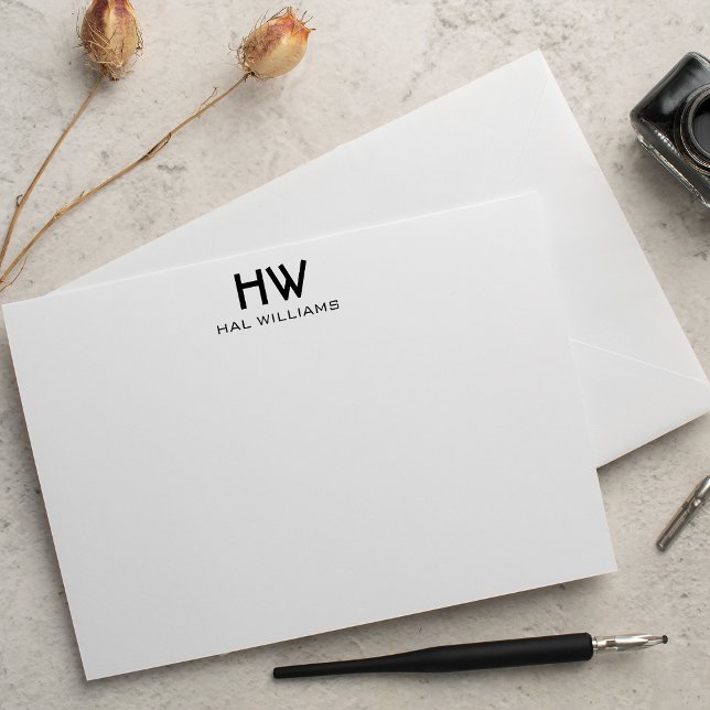 De Correspondance Carte à note plat Monogramme (Créateur téléchargé)