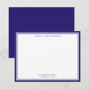 De Correspondance Carte Berry Blue moderne Bordure Nom et adresse