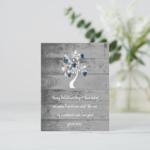 Carte Bleue Valentine Coeurs Arbre Note Plat