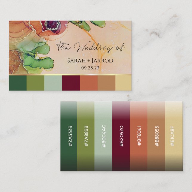 De Correspondance Carte couleur mariage Rustique Terracotta Floral (Devant / Derrière)