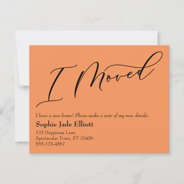 De Correspondance Carte d'adresse simple Tangerine I Moved (Devant)