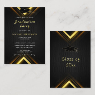 De Correspondance Carte d'invitation Gold Black Modern Graduation