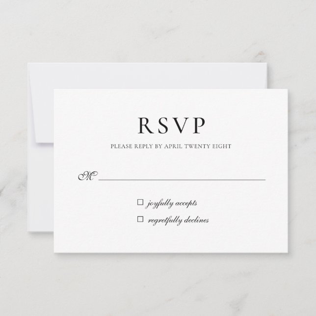 De Correspondance Carte d'invitation RSVP minimaliste simple et élég (Devant)