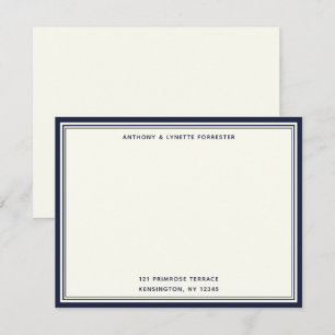 De Correspondance Carte moderne Denim Blue Border Nom et adresse