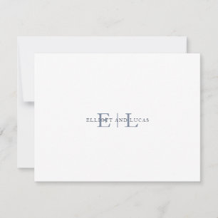 De Correspondance Carte Monogramme Mariage Bleu Blanc