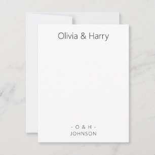 De Correspondance Carte Monogramme minimaliste Mariage noir blanc
