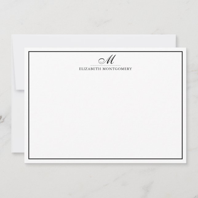 De Correspondance Carte Monogramme Noir & Blanc Flat Note (Devant)