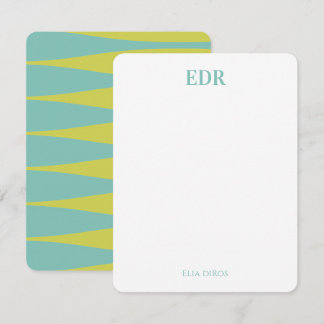 De Correspondance Carte Note Monogramme Bleu et Vert