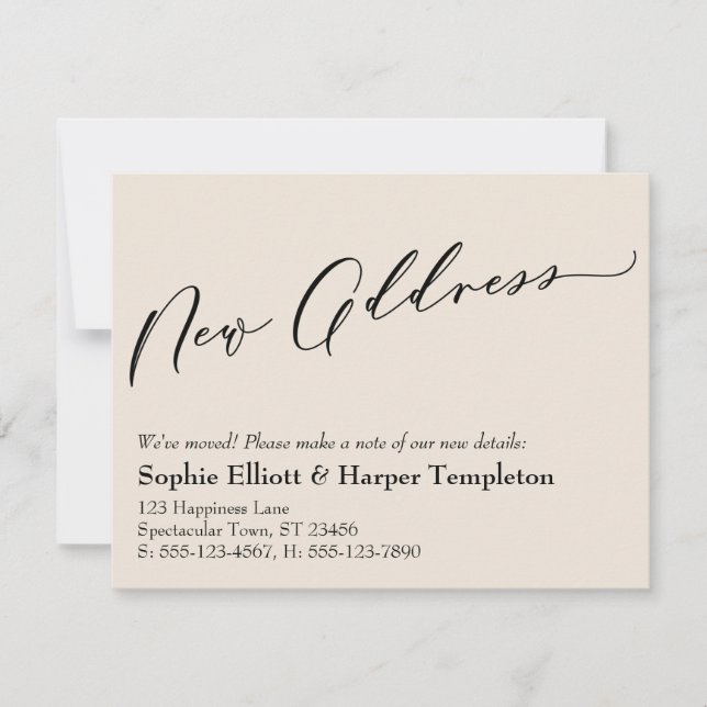 De Correspondance Carte nouvelle adresse simple et élégante (Devant)