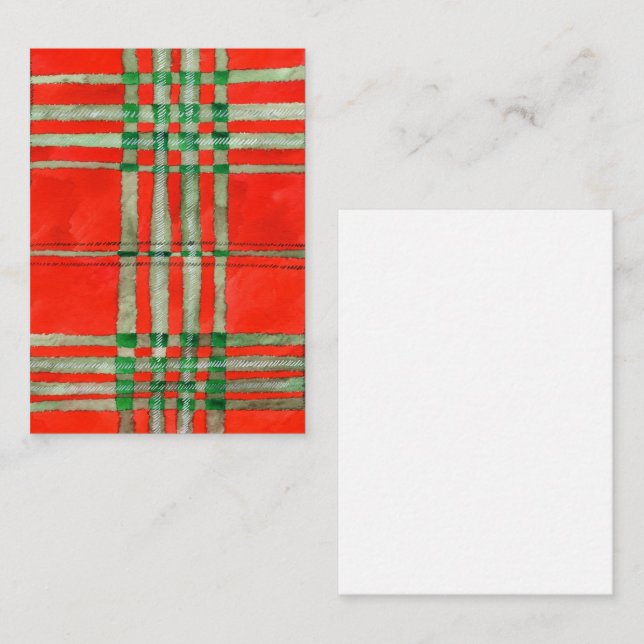 De Correspondance CARTE PLATE 3,5x2,5 TARTAN SCOTT ROUGE (Devant / Derrière)