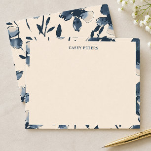 De Correspondance Carte plate à motif floral bleu marine avec nom