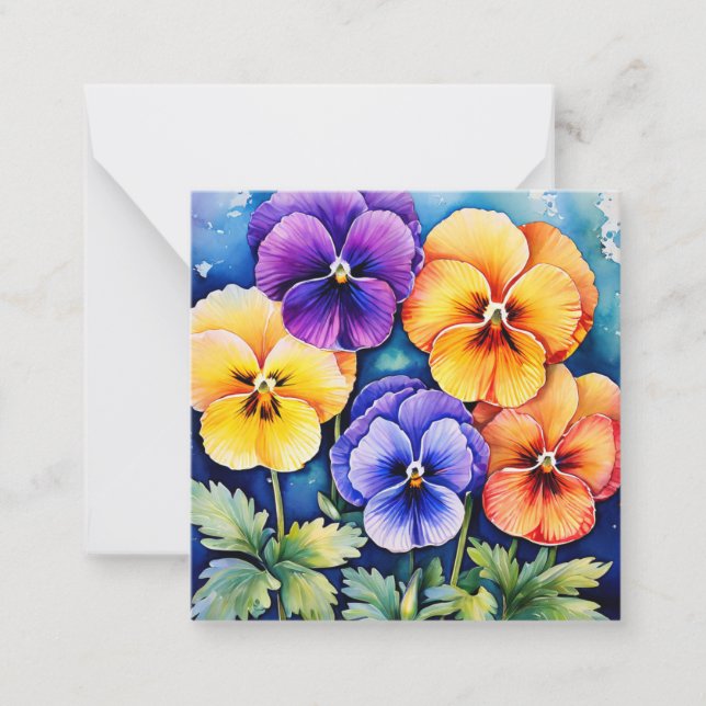 De Correspondance Carte pour notes avec Merci Pansies (Devant)