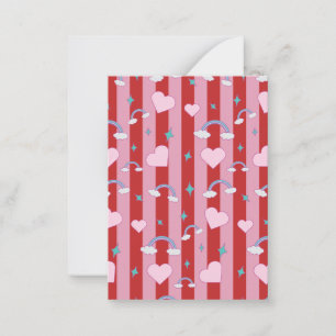 De Correspondance Carte rayée rose et rouge avec des arcs-en-ciel et