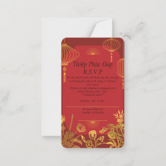 De Correspondance Carte rouge R.S.V.P qui est en anglais/vietnamien