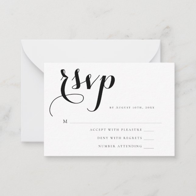 De Correspondance Carte RSVP Budget Simple Script Wedding (Devant)