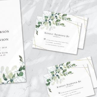 De Correspondance Carte RSVP Eucalyptus Gold Wedding