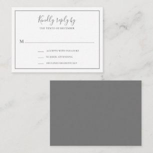 De Correspondance Carte RSVP mini mariage traditionnel gris élégant