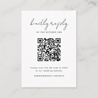 De Correspondance Carte RSVP minimaliste noir et blanc avec code QR