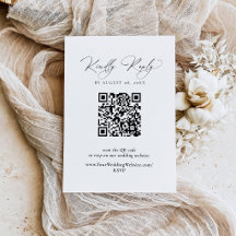Carte RSVP moderne noir et blanc avec code QR