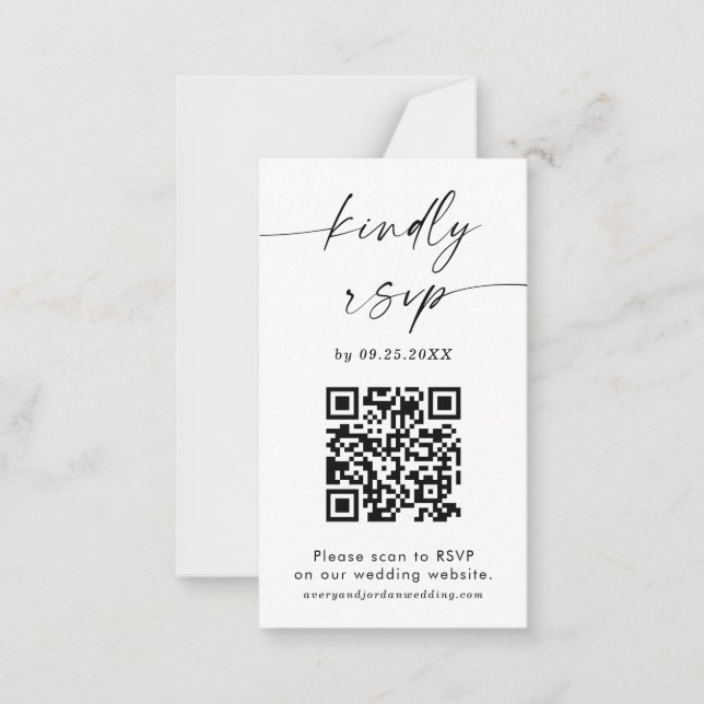 De Correspondance Carte RSVP QR Code | Mariage minimaliste moderne R (Devant)