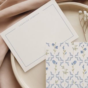 De Correspondance Carte simple moderne bleue à motif floral