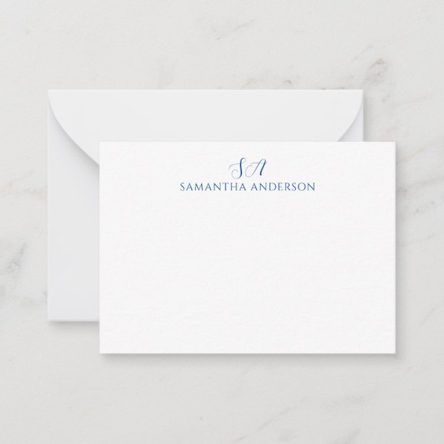De Correspondance Carte simple Monogramme Bleu Flat Note (Devant)