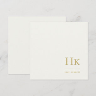 De Correspondance Carte simple monogramme ivoire or