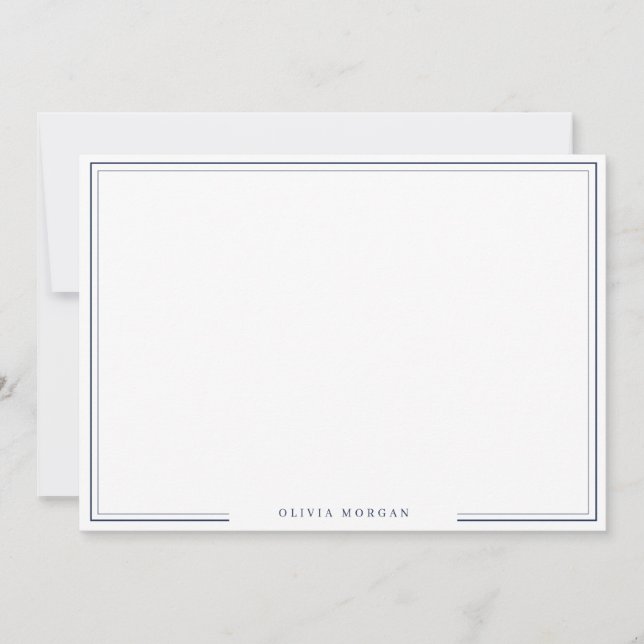 De Correspondance Carte simple Navy Blue Border Name (Devant)