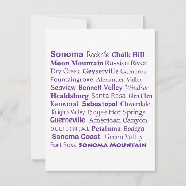 De Correspondance Carte Sonoma Wines Flat Note (Devant)