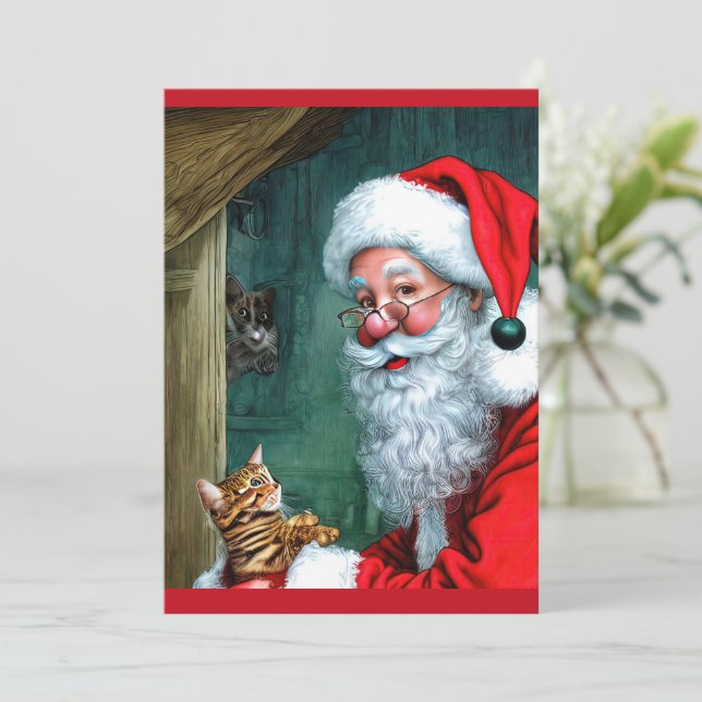 De Correspondance Carte Vintage Christmas Père Noël, Chat & Souris F (Debout devant)