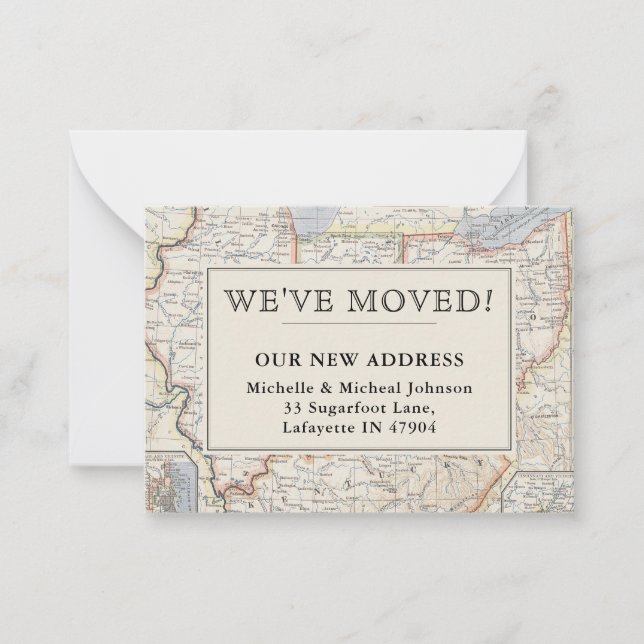 De Correspondance Carte vintage Nous avons déménagé le centre-est (Devant)