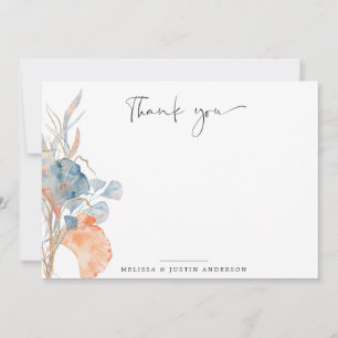 De Correspondance corail bleu romantique floral merci Note Carte