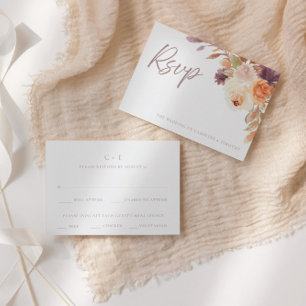 De Correspondance Elégant Boho Rustique Automne Floral Mariage Carte