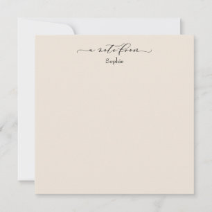 De Correspondance Élégante carte simple "A Note From" en crème