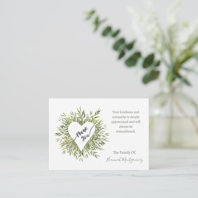 De Correspondance Frame Heart Willow Branches Sympathie Carte Merci (Debout devant)