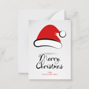 De Correspondance Joyeux Noël moderne Santa Hat Mini Carte Note