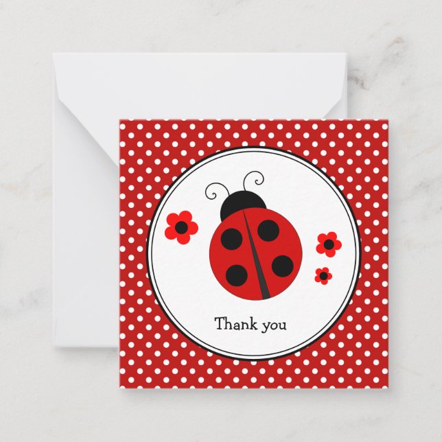 De Correspondance Ladybug Polka Dot Merci Carte Note (Devant)