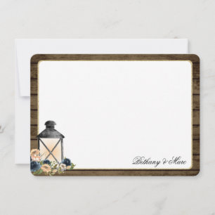 De Correspondance Lanterne et Fleurs Rustique Remercier Carte Note