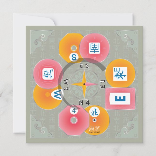 De Correspondance Mah Jongg Dealer Carte Plat (Devant)