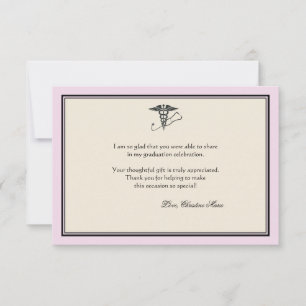 De Correspondance MD Graduation Merci rose Carte pour notes