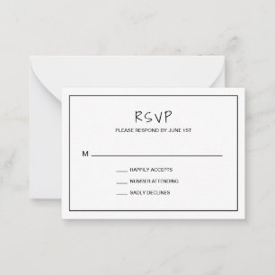 De Correspondance Mini carte RSVP Mariage moderne minimaliste simple