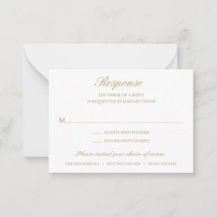 De Correspondance Mini carte RSVP pour Mariage traditionnel Gold